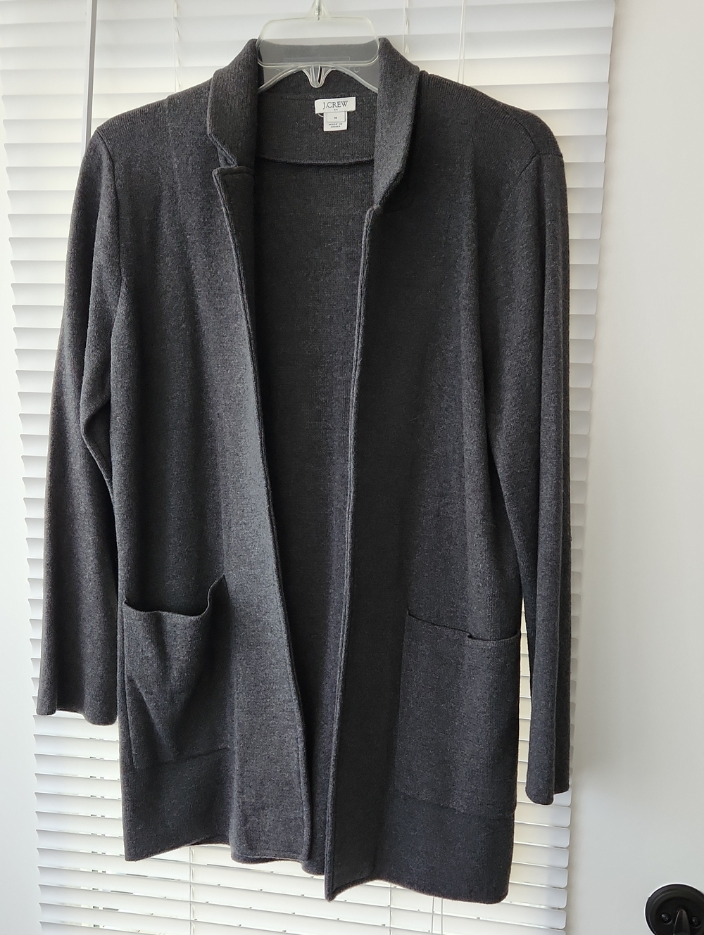 J. Crew Dark Charcoal Open-Front Knit Cardigan size M